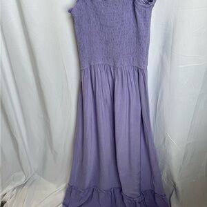 Purple Tiered Ruffle Midi Dress